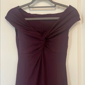 NWT- Darong Plum Color Off the Shoulder Cap Sleeve Sheath Maxi Dress